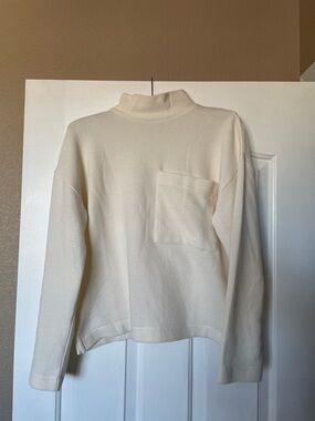 Eddie Bauer Cream Mock Neck Sweater with Pocket